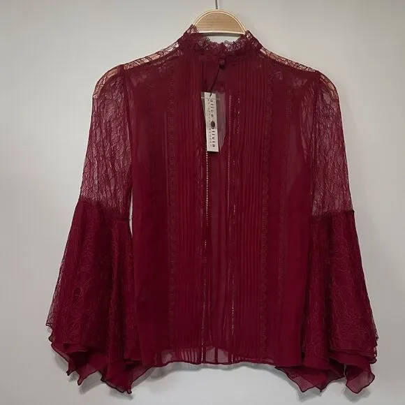 Alice + Olivia Silk Ivy Handkerchief Top Size Small - Picture 4 of 5